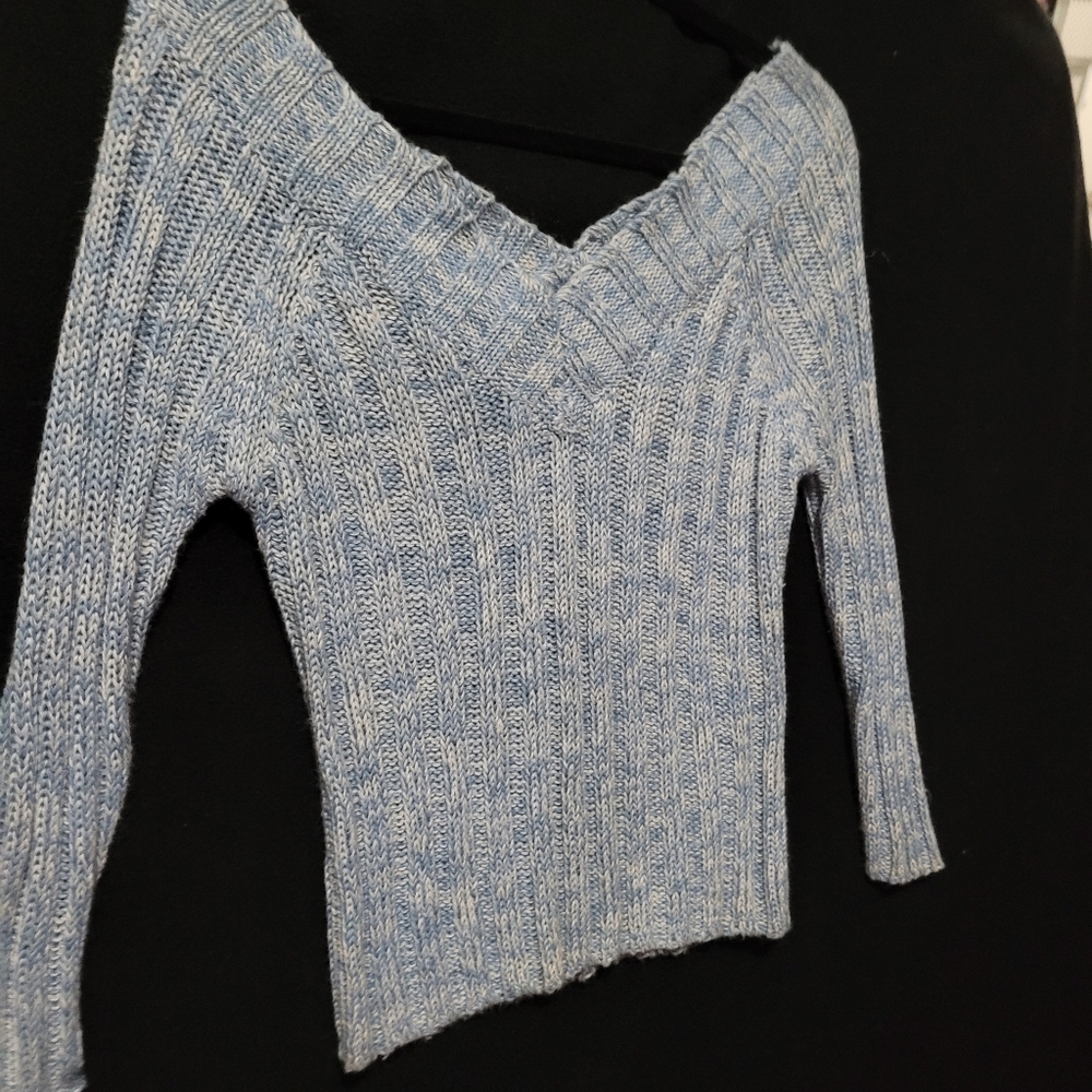 Vintage Venus-Cropped-Deep Double V- Neck Sweater-Medium-gently pre-luved